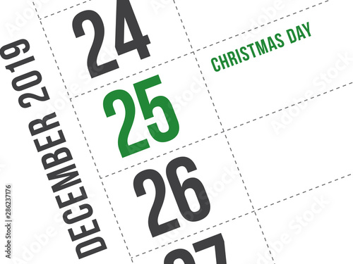 Christmas day calendar on diary