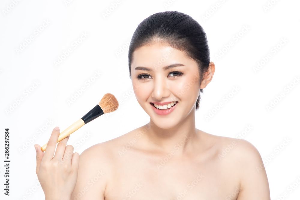 Beautiful Young Asian Woman short hair with Clean Fresh Skin. Face care, Facial treatment, Cosmetology, beauty and healthy skin and cosmetic ideas concept. Beautiful Young Asian Woman short hair with Clean Fresh Skin. Face care, Facial treatment, Cosmetology, beauty and healthy skin and cosmetic ideas concept.