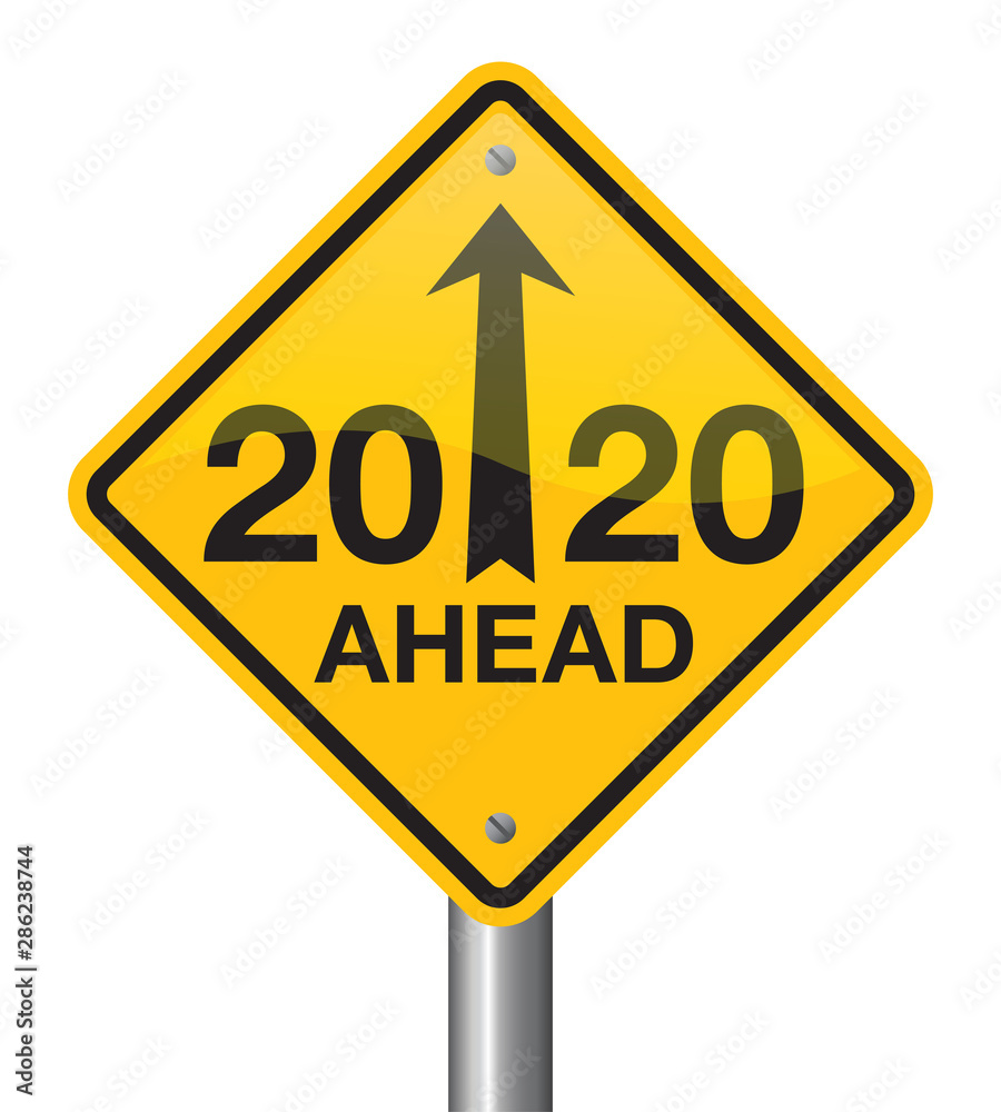Vector illustration of 2020 ahead new year road sign. Vector illustration of 2020 ahead new year road sign.