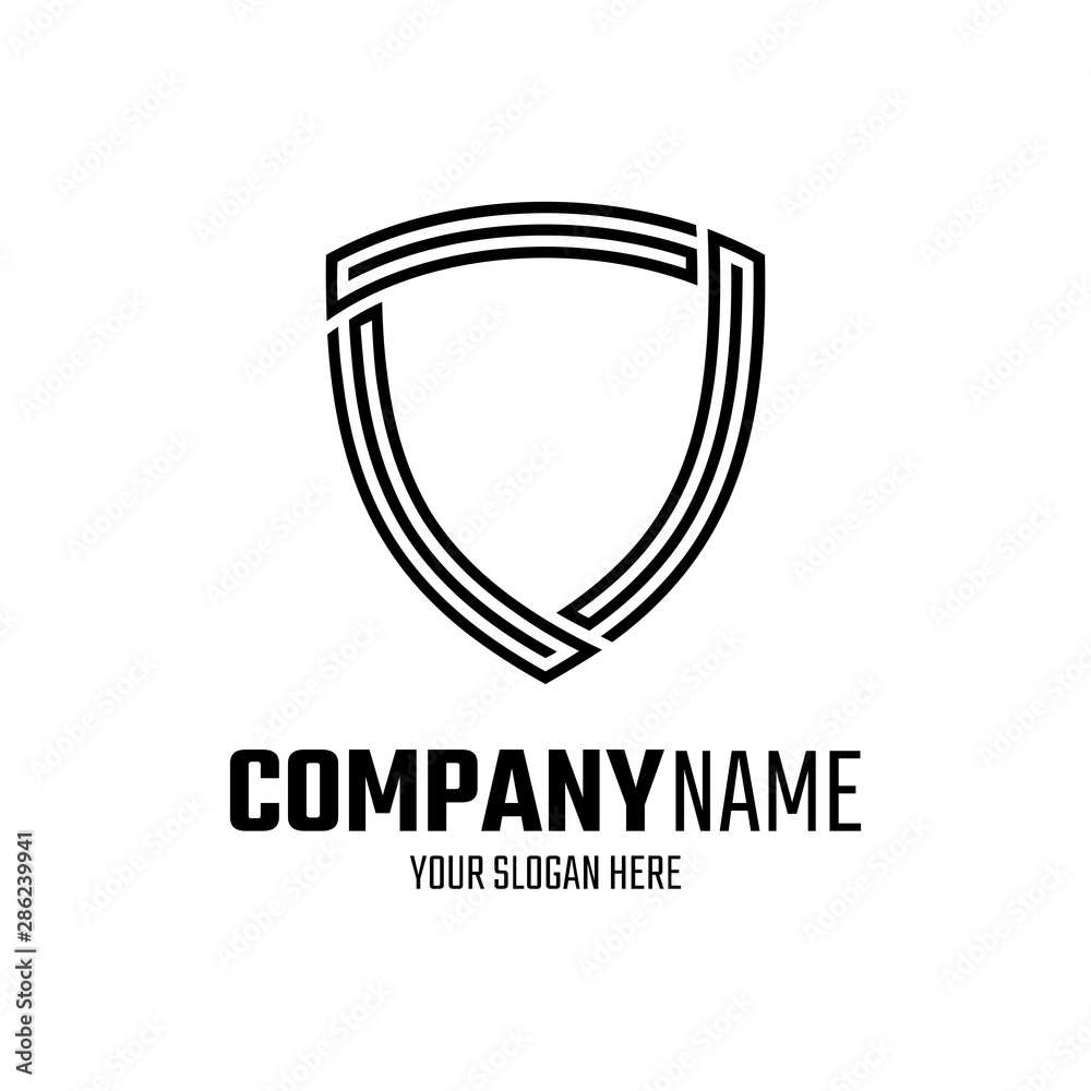 simple shield logo template.line style.shielding icon in black and white color.security and protector symbol.modern guard design simple shield logo template.line style.shielding icon in black and white color.security and protector symbol.modern guard design