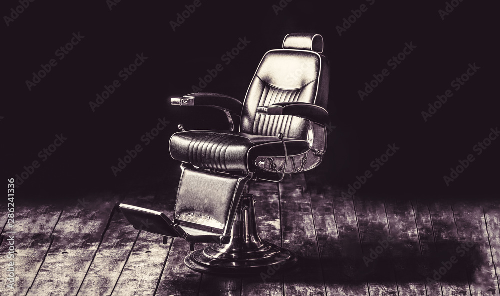 Stylish vintage barber chair. Barbershop armchair, modern hairdresser and  hair salon, barber shop for men. Professional hair stylist in barber shop  interior. Barber shop chair. Vintage style Stock Photo | Adobe Stock