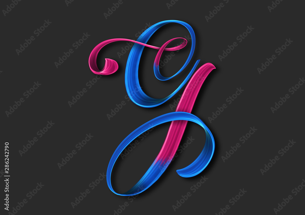Obraz premium Capital letter G elegant lettering 3d illustration
