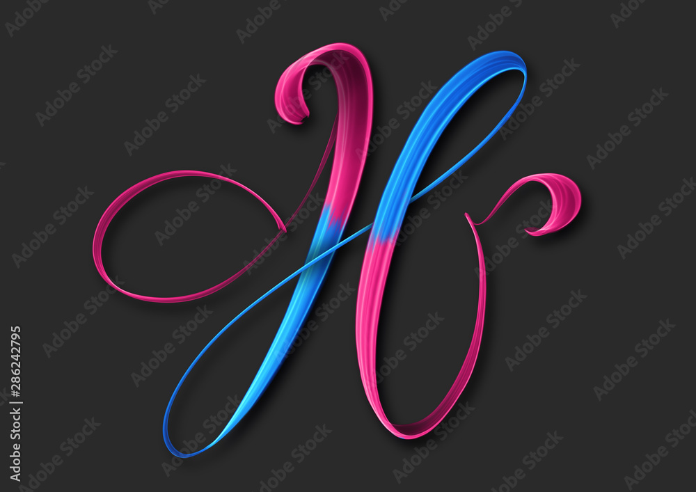 Capital letter H elegant lettering 3d illustration Capital letter H elegant lettering 3d illustration