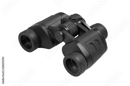 Black binoculars isolated on white