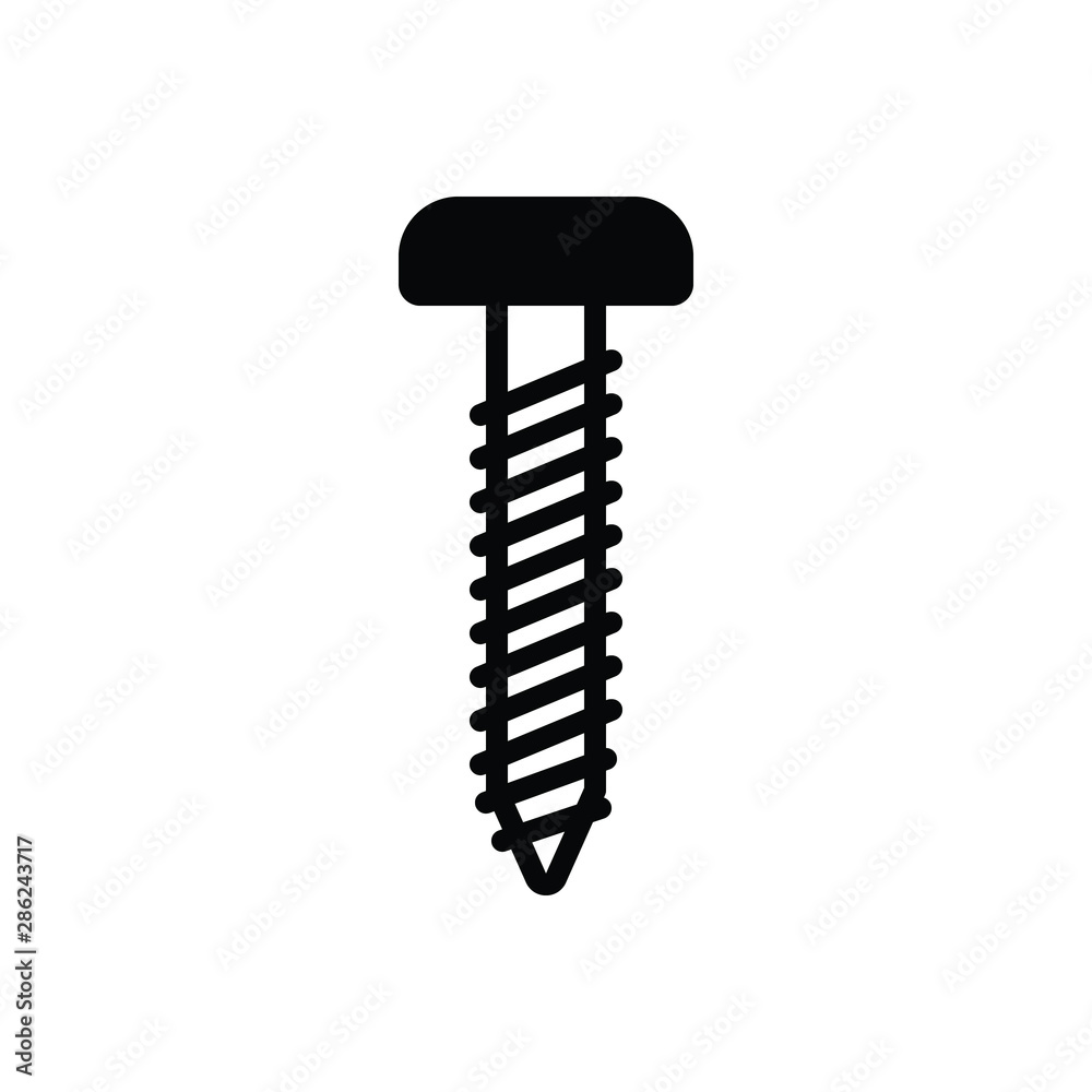 Black solid icon for nail screw Black solid icon for nail screw