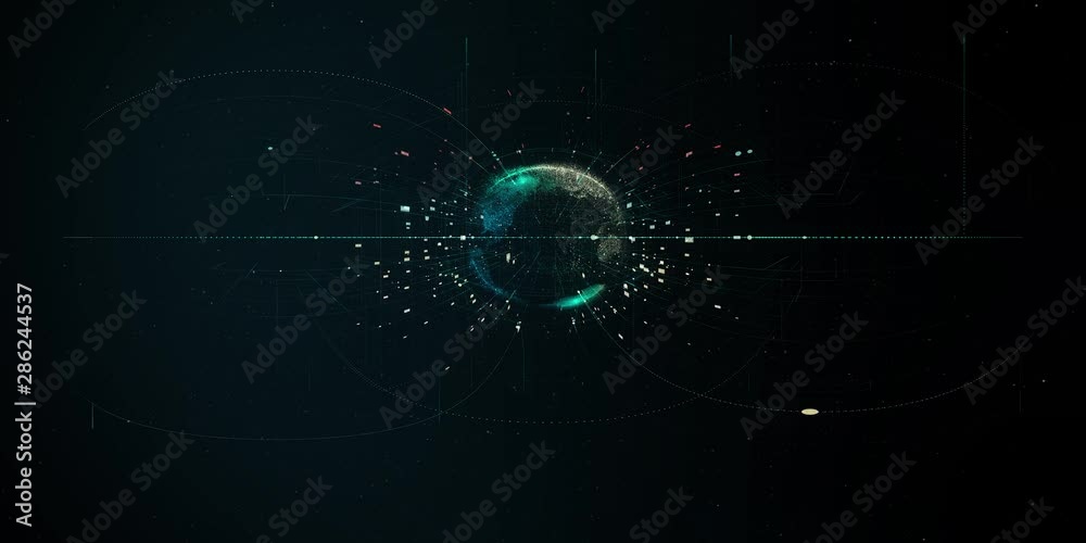 Amazing VR 360 3D Animation of Global Network Wrapping Arround Planet Earth
