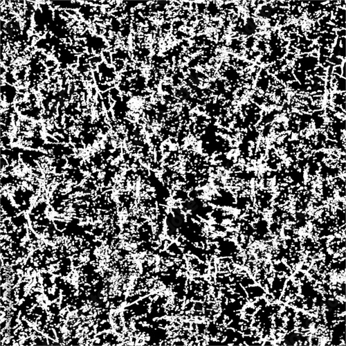 Black-white, monochrome grunge texture - chaotic, distress, vintage, weathered effect. Old repetitive template, print, decor, element. Design for backgrounds, wallpapers, covers and packaging