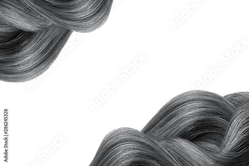 Natural brown hair isolated on white. Background  copy space