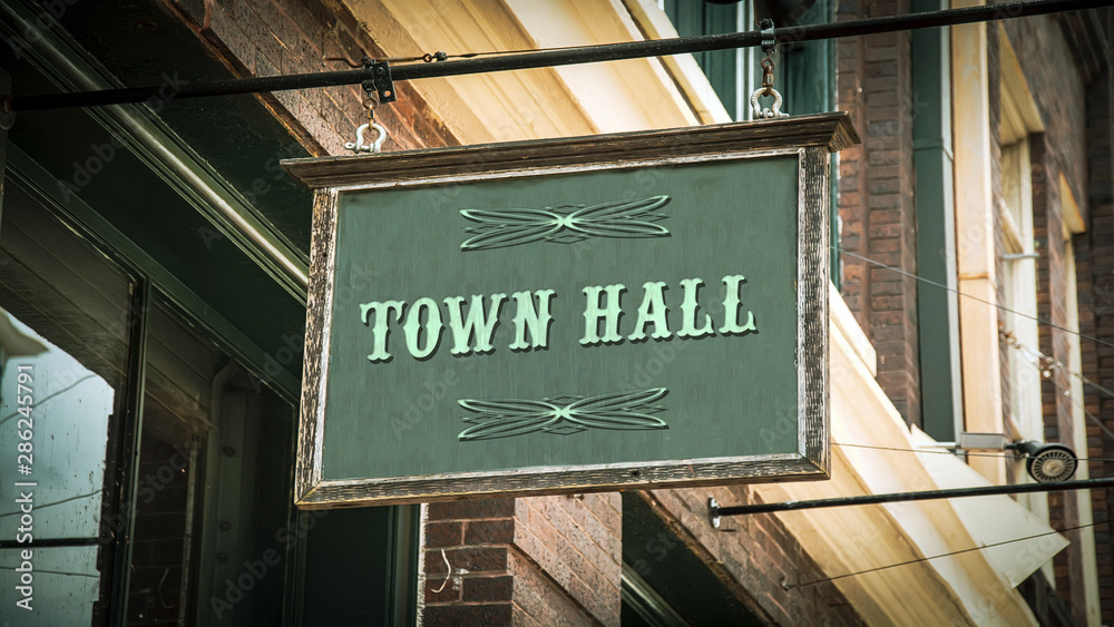 Fototapeta premium Street Sign to Town Hall