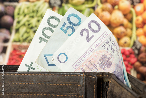 Geldbörse, Polnische Zloty und Lebensmittelpreise in Polen