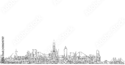 Photography modern city panorama 3d illustration