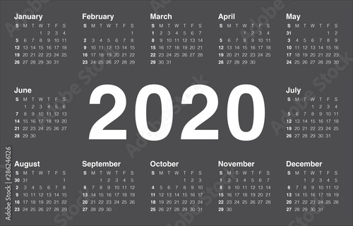 Year 2020 calendar vector design template