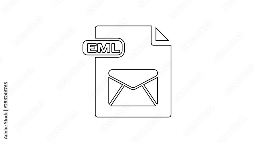 Black EML file document. Download eml button line icon on white background. EML file symbol. 4K Video motion graphic animation Black EML file document. Download eml button line icon on white background. EML file symbol. 4K Video motion graphic animation