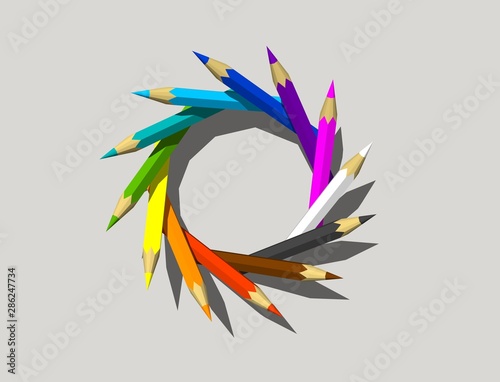 Color pencils frame. Isolat...