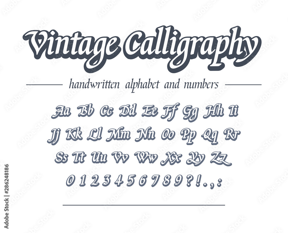 Alphabet calligraphie images vectorielles, Alphabet calligraphie