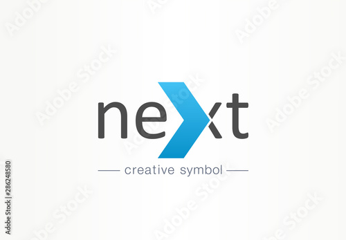 Next arrow creative symbol concept. forward direction, start abstract business logo idea. Accept mark, continue icon. Corporate identity logotype, company graphic design tamplate