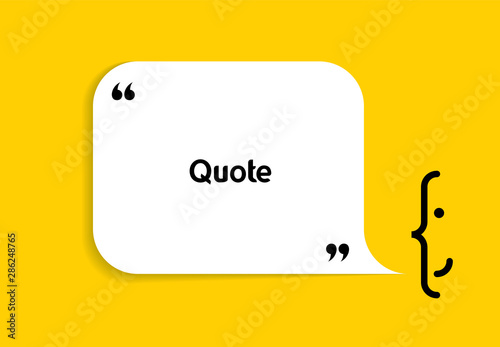 White speech bubble shape and smile on yellow background. Empty space for creative quote, comment, motivational text, quotation, message. Vector frame template. Modern design element. photo