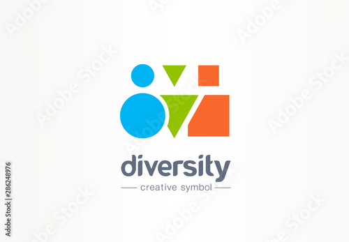 Diversity creative symbol concept. Different shape people, multiethnic community abstract business logo idea. Partnership, friends icon. Corporate identity logotype, company graphic design tamplate