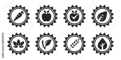Organic natural label icons set
