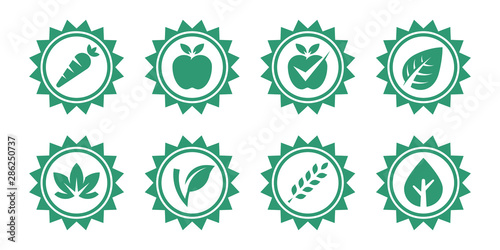 Organic natural label icons set