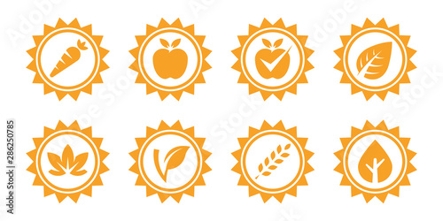 Organic natural label icons set