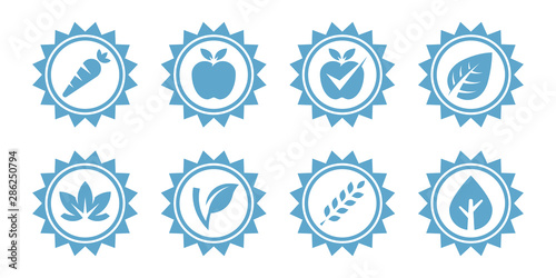 Organic natural label icons set