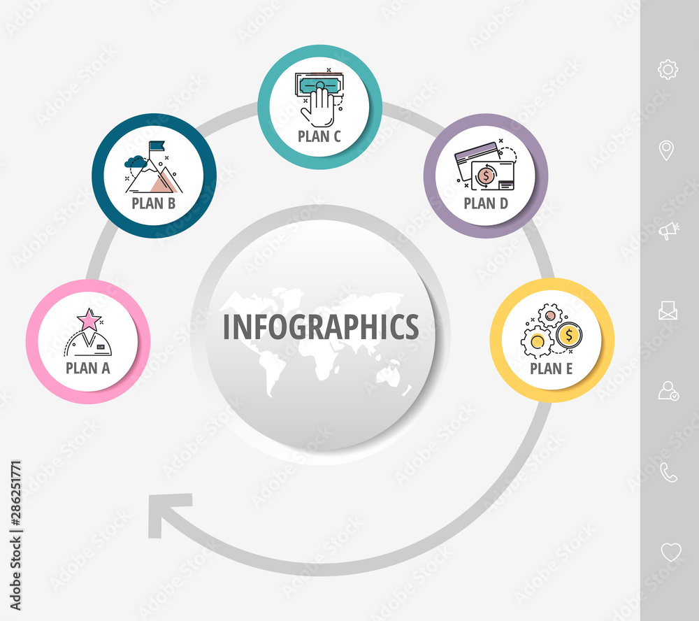 Vector infographics flat template pie chart. Circle graph used for diagram, presentation, business concept options, content, flowchart, timeline, workflow, marketing, banner, web, step by step