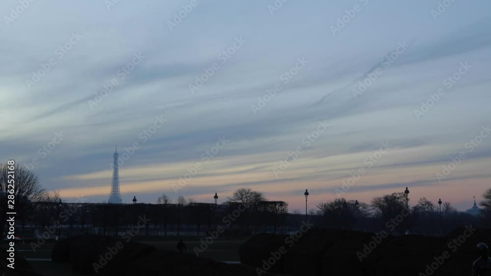 Time Lapse - Eiffel Tower, Paris, France (Sunset, Silhouette, Getting Dark) Time Lapse - Eiffel Tower, Paris, France (Sunset, Silhouette, Getting Dark)