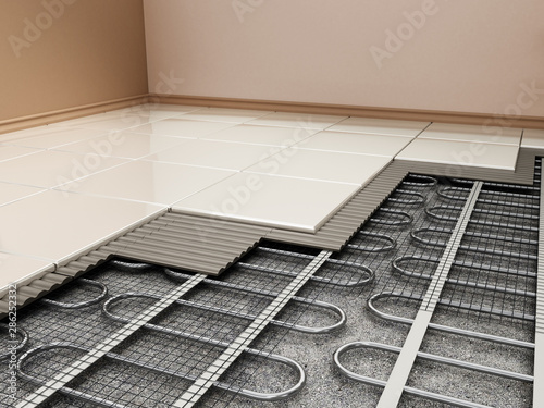 Fotografía Ground heating system structural detail. 3D illustration