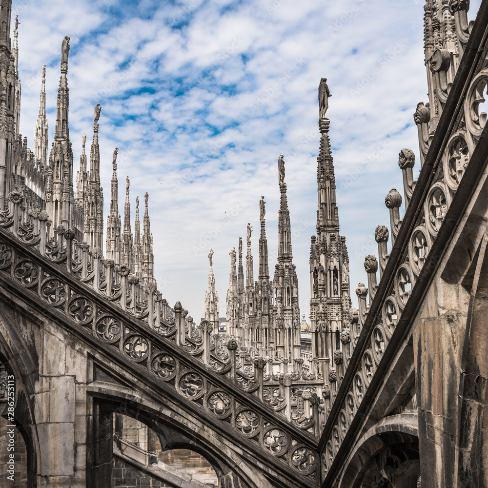 Roof terraces of Milan Cathedral, Lombardia, Italy