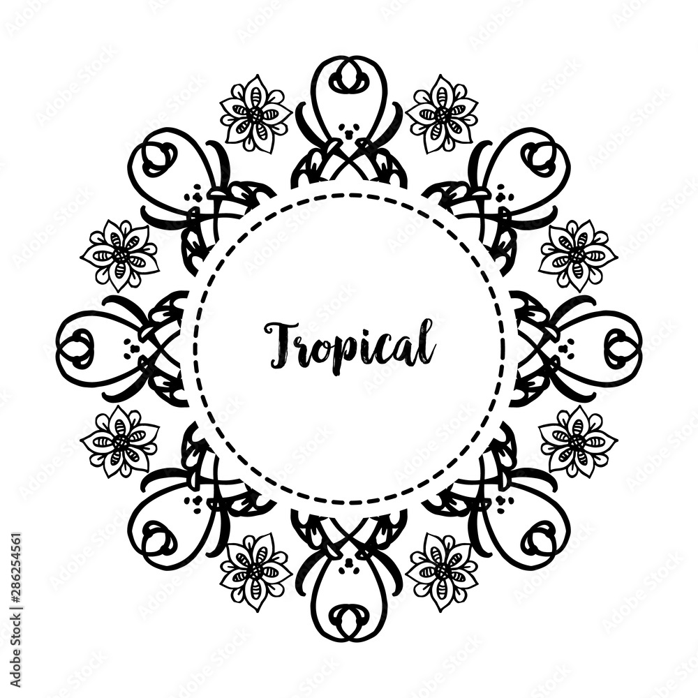 Ornate cards concept tropical, with blossom spring flower frame. Vector