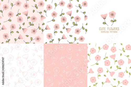 Cute flowers seamless pattern