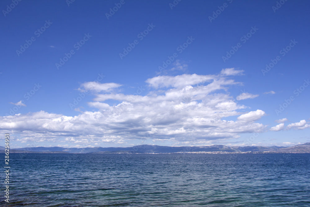 Panorama sky with clouds and water of sea