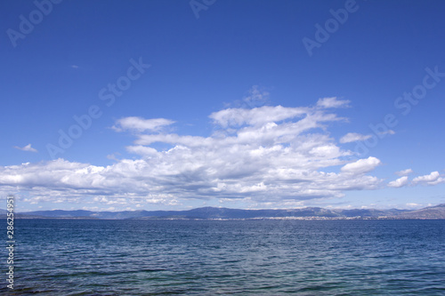 Panorama sky with clouds and water of sea
