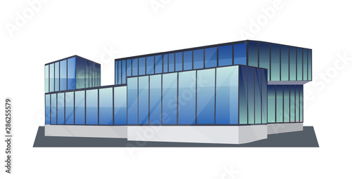 modern corporate office building icon business center exterior with large panoramic windows flat horizontal © mast3r