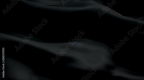 Silk Black Flag Animation of dark color background video waving in wind. Realistic dark Flag background. Black color Flag Looping Closeup 1080p Full HD footage. Black gloomy Satin flag sign of power