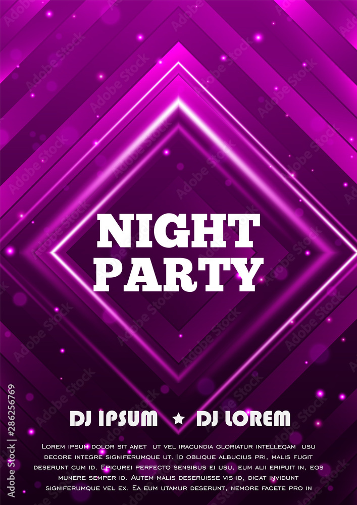 Night party flyer template design. Vector illustration