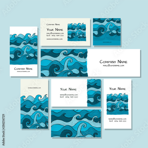 Corporate flat mock-up template. Sea waves design