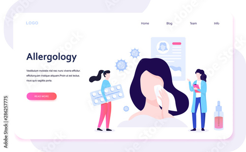 Allergology concept illustration. Disease with allergy symptom