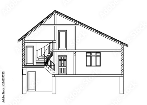 Best interesting architectural background. Cross-section house. Vector illustration.