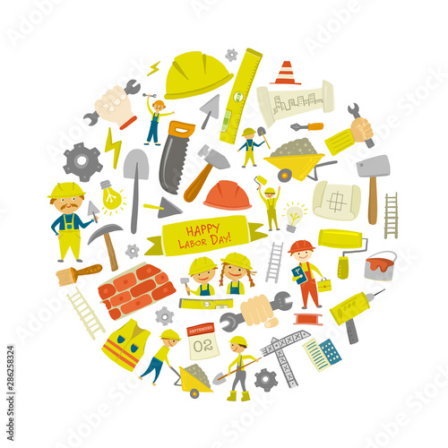 Builder's day. Greeting card for your design