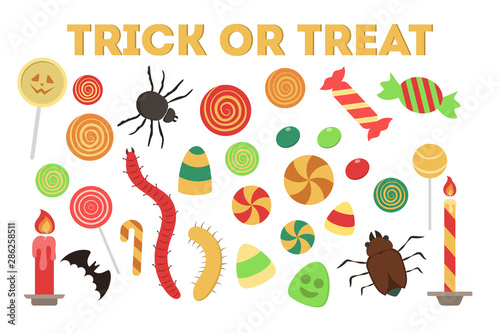 Halloween sweet set. Collection of delicious candy