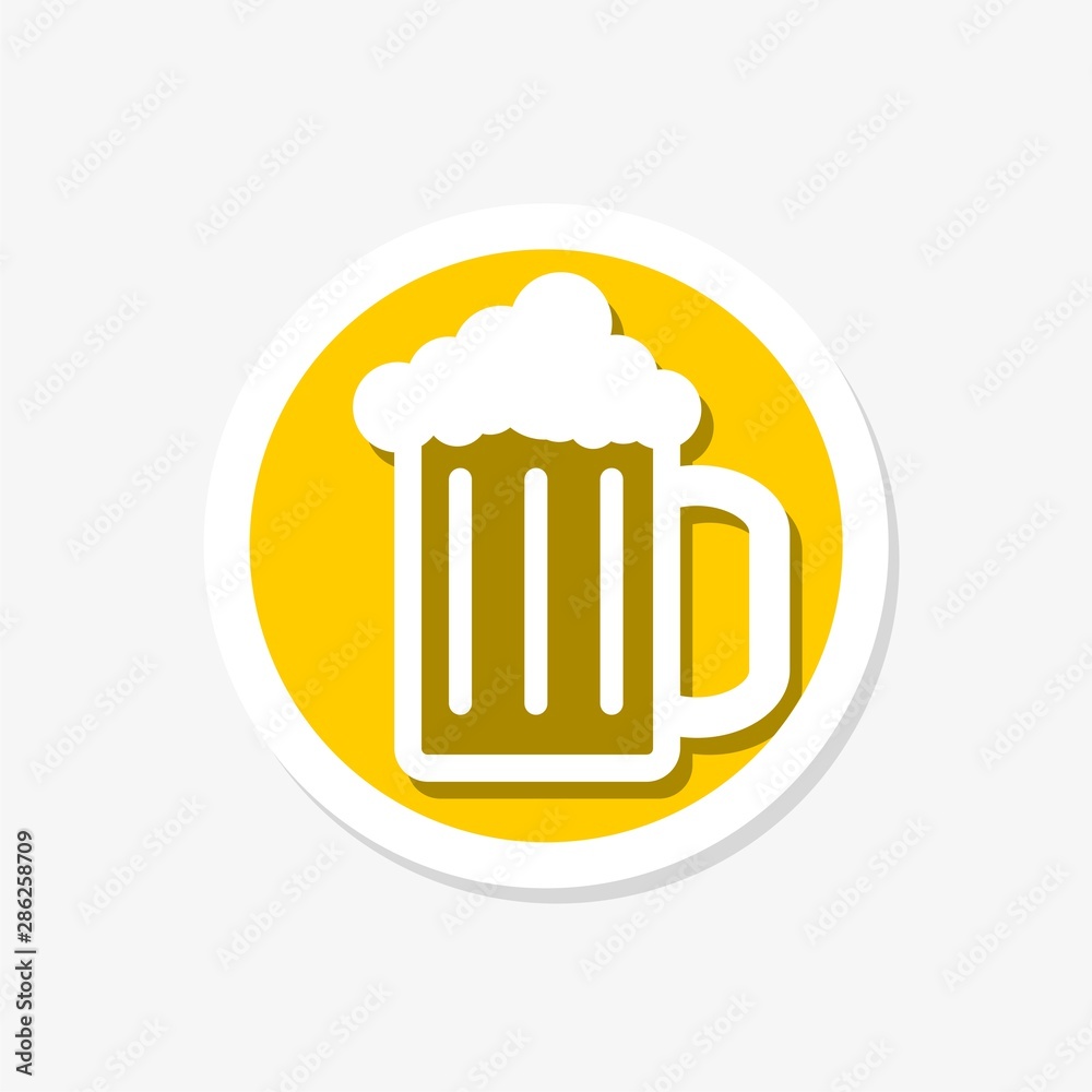 Beer jar sticker icon isolated on white background. Beer jar icon modern symbol for graphic and web design Beer jar sticker icon isolated on white background. Beer jar icon modern symbol for graphic and web design