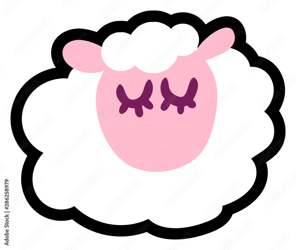 Little Pretty Sleeping Lamb Dreams Symbol Cartoon