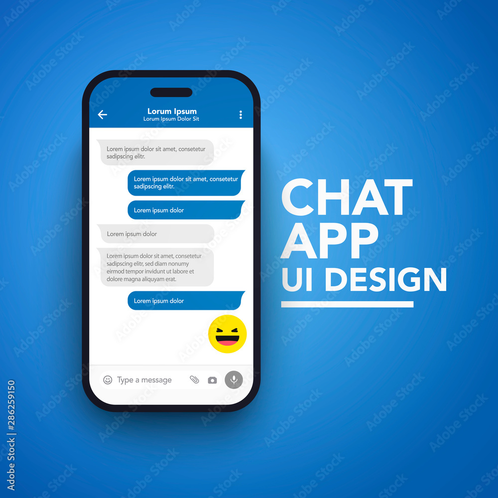 Obraz premium Modern vector illustration smart phone with messenger chat screen in flat style.