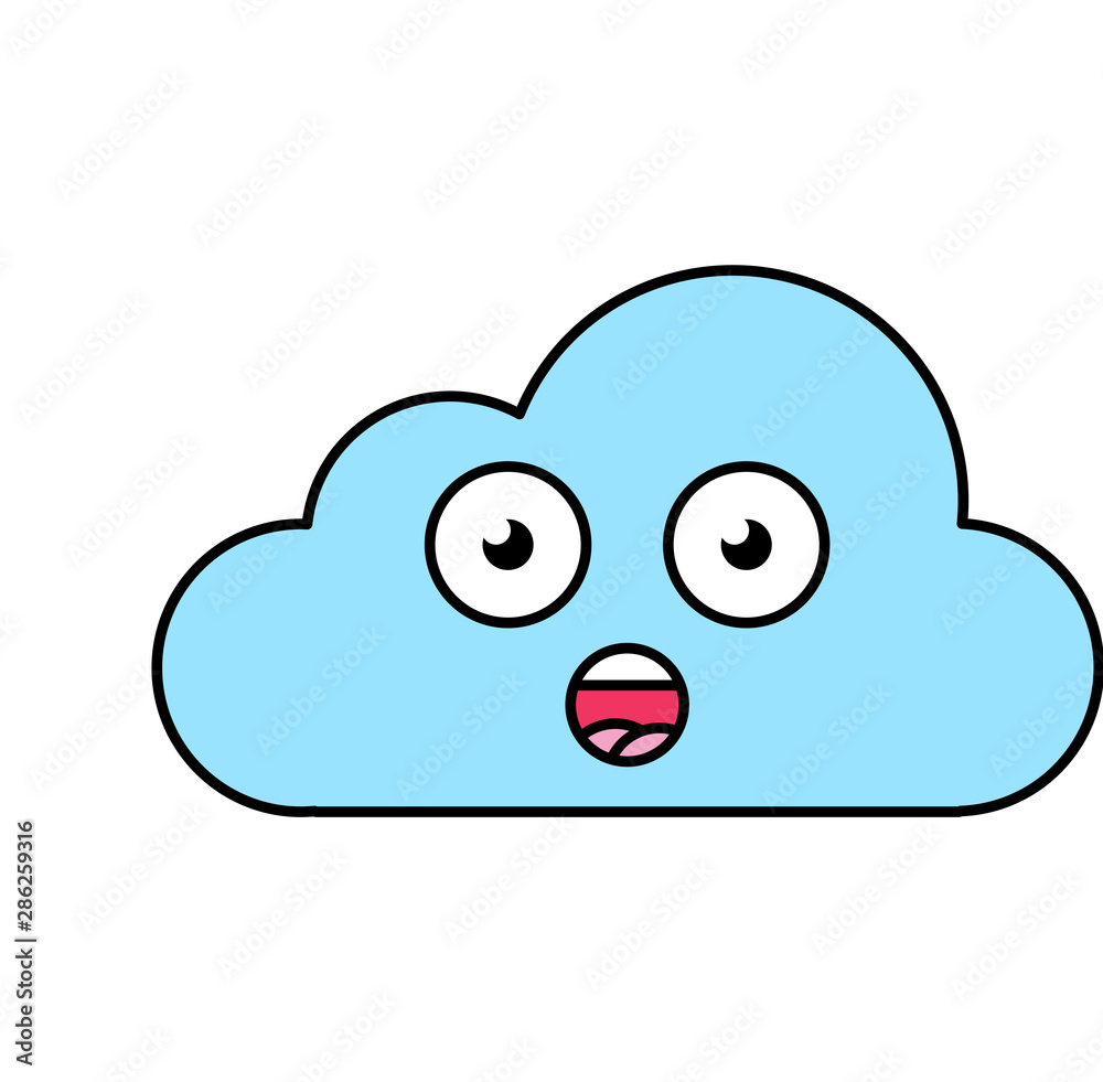 Surprised cloud emoji outline illustration Surprised cloud emoji outline illustration