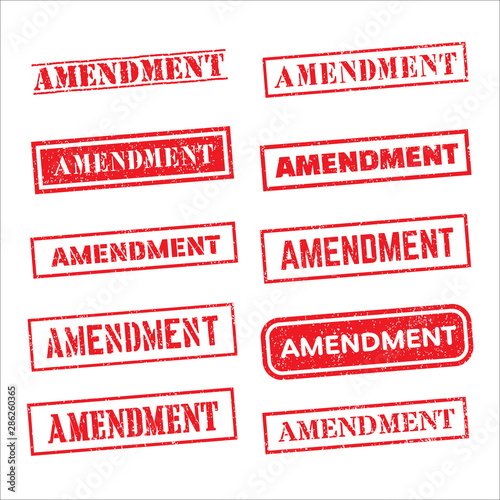 AMENDMENT red rubber stamp over a white background
