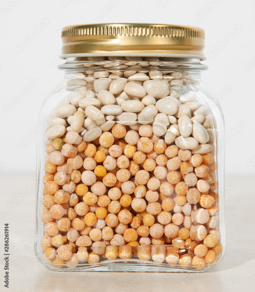 cereal peas in a glass jar under the lid cereal peas in a glass jar under the lid