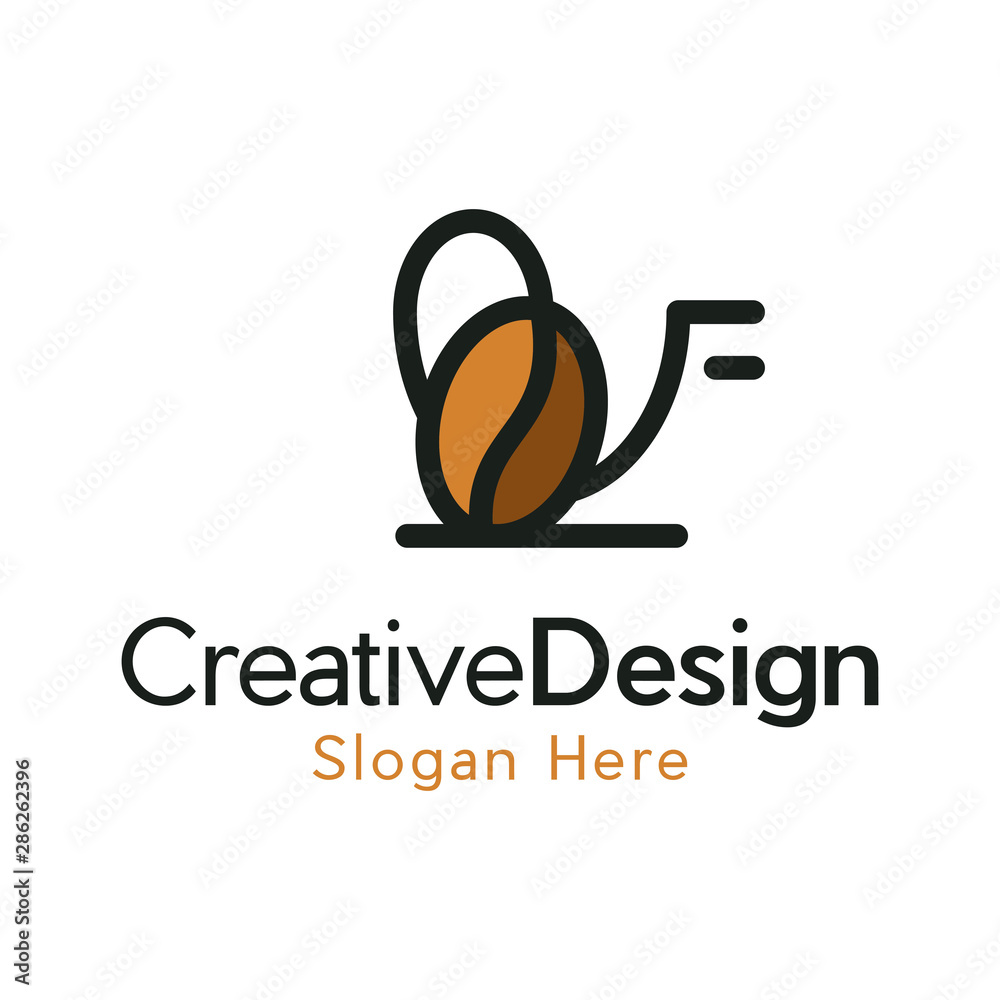 Coffee beans cup logo vector design inspiration, Coffee bean with cup, suitable for coffee shop logo or product brand identity.