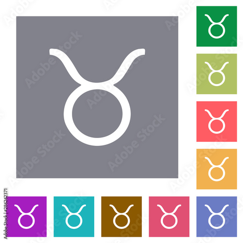 Taurus zodiac symbol square flat icons